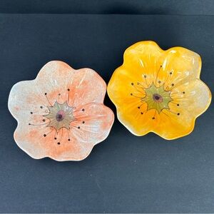 Set Of 2 Laurie Gates 100% Melamine Flower Textured Bowls Multicolored 5.5”
